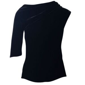 Peter Pilotto Luxury Velvet Drape Zip Up Back One Sleeve Top Silk Blend